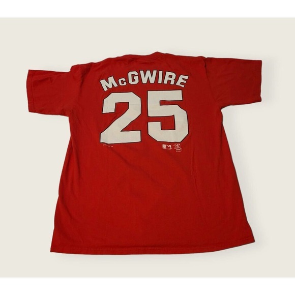Vintage Mark McGwire #25 St. Louis Cardinals T-Shirt Men’s Large Red Lee Sport - Picture 2 of 9